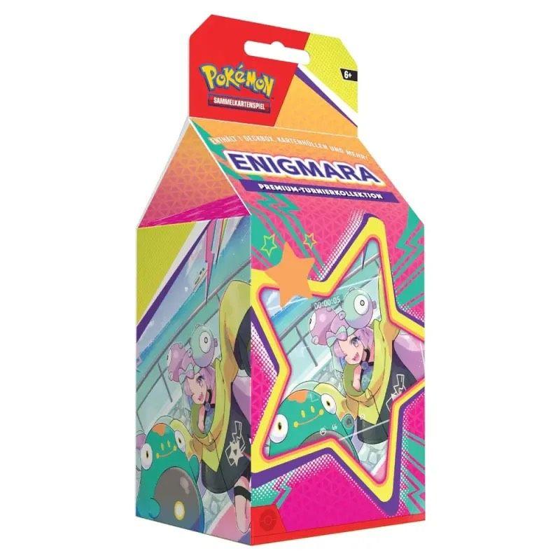 Hier sieht man die Turnierkollektion von Pokemon mit der Enigmara auf der Vorderseite